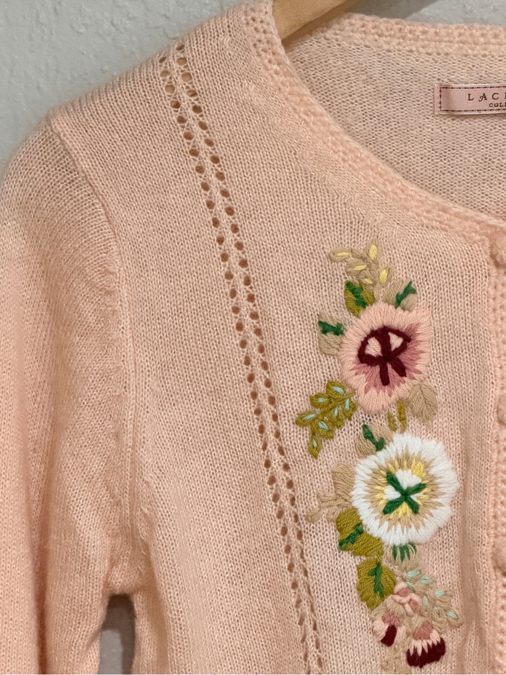 LACEMADE Sweet Nectar Fairycore Cropped Embroidered Cardigan Cottagecore Floral - Picture 3 of 8
